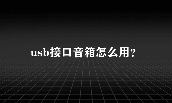 usb接口音箱怎么用？