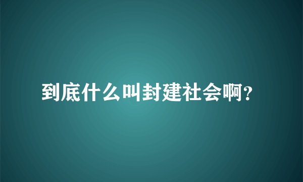 到底什么叫封建社会啊？