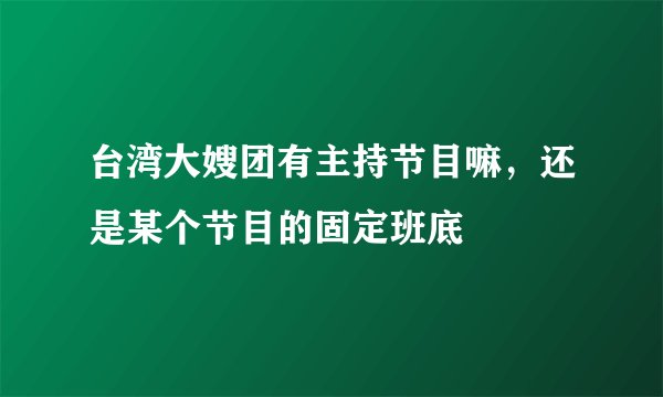台湾大嫂团有主持节目嘛，还是某个节目的固定班底