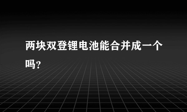 两块双登锂电池能合并成一个吗？