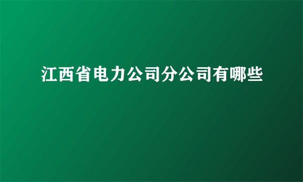 江西省电力公司分公司有哪些