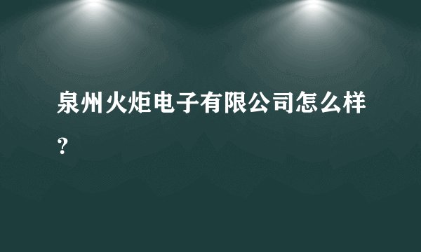 泉州火炬电子有限公司怎么样？