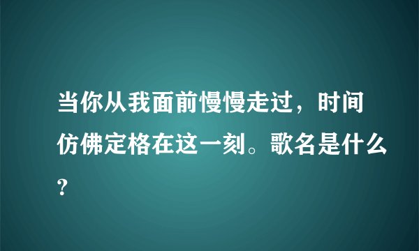 当你从我面前慢慢走过，时间仿佛定格在这一刻。歌名是什么？