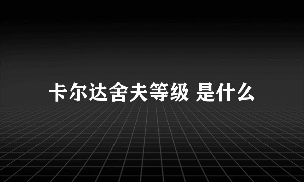 卡尔达舍夫等级 是什么