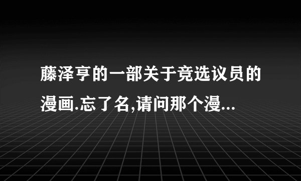 藤泽亨的一部关于竞选议员的漫画.忘了名,请问那个漫网有的看