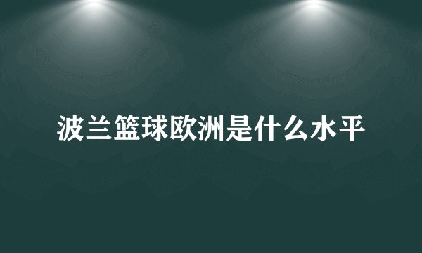 波兰篮球欧洲是什么水平