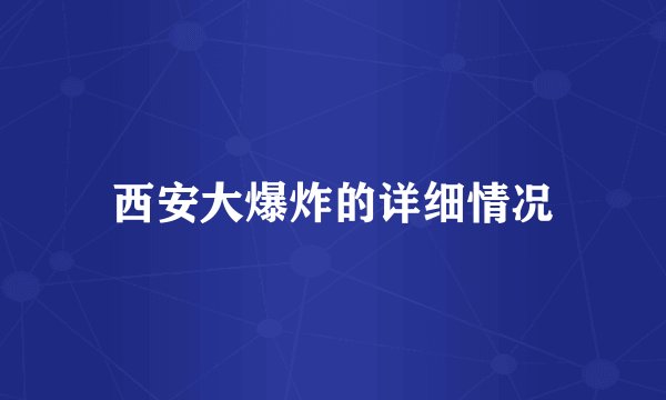 西安大爆炸的详细情况