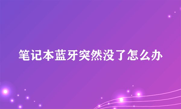 笔记本蓝牙突然没了怎么办