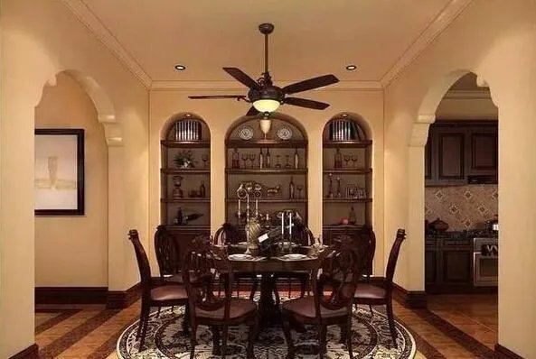 餐厅吊扇灯效果图 选择搭配吊扇灯也是一个门道