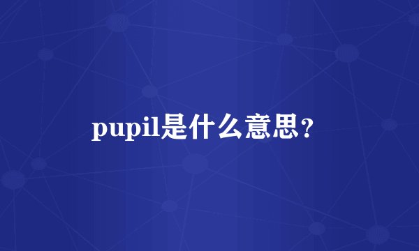 pupil是什么意思？