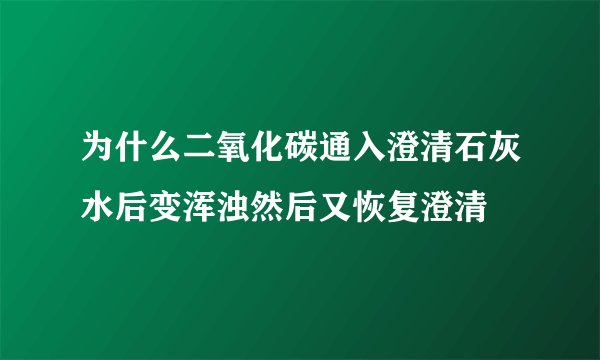 为什么二氧化碳通入澄清石灰水后变浑浊然后又恢复澄清