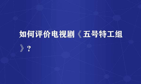 如何评价电视剧《五号特工组》？