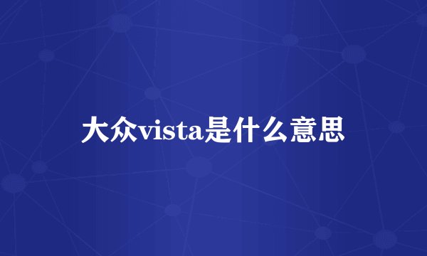 大众vista是什么意思
