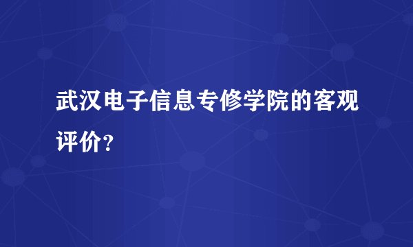武汉电子信息专修学院的客观评价？