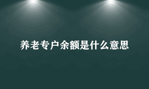 养老专户余额是什么意思