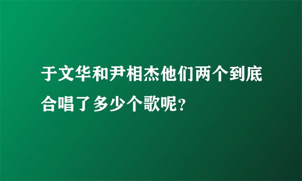 于文华和尹相杰他们两个到底合唱了多少个歌呢?