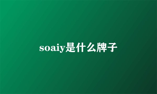 soaiy是什么牌子