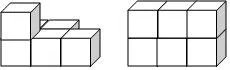 一个立体图形，从正面看到的形状是，从上面看到的形状是，搭这样的立体图形，最少需要（_______）个小正方体。