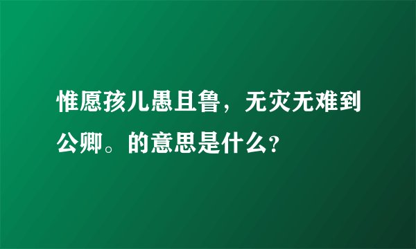 惟愿孩儿愚且鲁，无灾无难到公卿。的意思是什么？