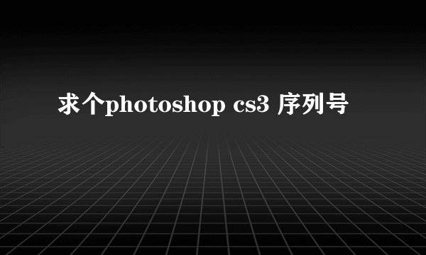 求个photoshop cs3 序列号