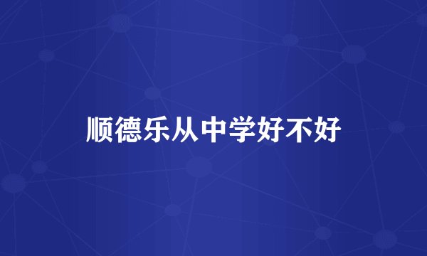 顺德乐从中学好不好