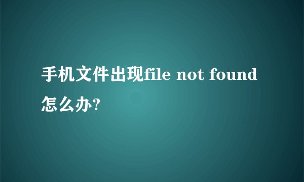 手机文件出现file not found怎么办?