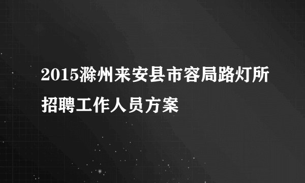 2015滁州来安县市容局路灯所招聘工作人员方案