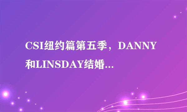 CSI纽约篇第五季，DANNY和LINSDAY结婚那集的片尾曲叫什麽啊？