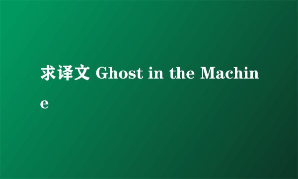 求译文 Ghost in the Machine