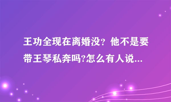 王功全现在离婚没?他不是要带王琴私奔吗?怎么有人说他还没离婚?