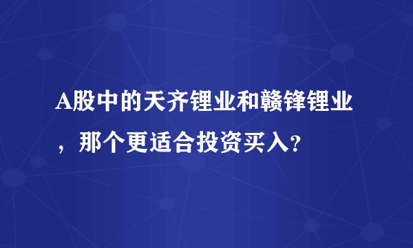 A股中的天齐锂业和赣锋锂业，那个更适合投资买入？