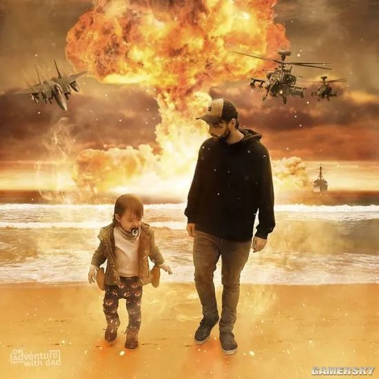 老爸带娃简易模式？大神将孩子PS到恶搞照片中