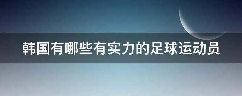 韩国有哪些有实力的足球运动员