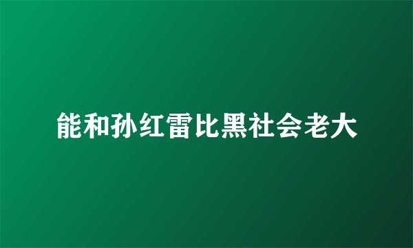 能和孙红雷比黑社会老大