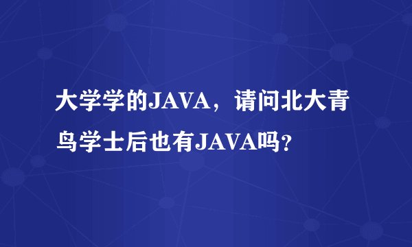 大学学的JAVA，请问北大青鸟学士后也有JAVA吗？