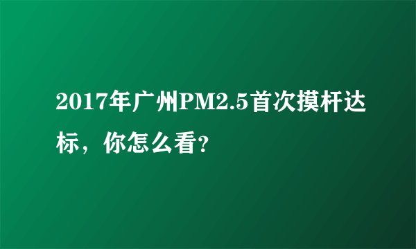 2017年广州PM2.5首次摸杆达标，你怎么看？