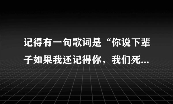 记得有一句歌词是“你说下辈子如果我还记得你，我们死也要在一起”，这是哪首歌?原唱是谁？