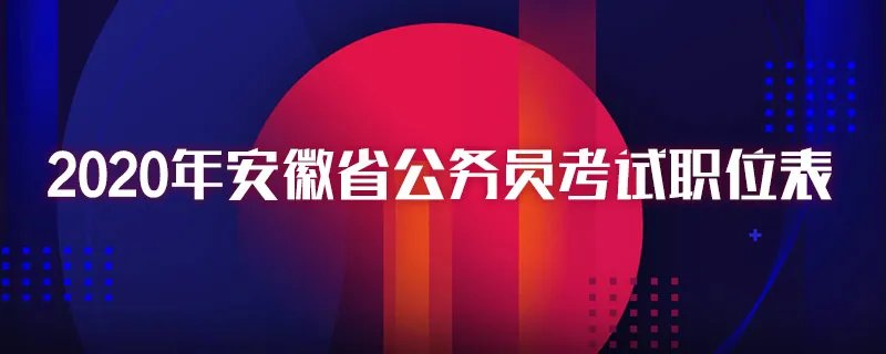 2020年安徽省公务员考试职位表