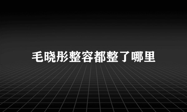 毛晓彤整容都整了哪里