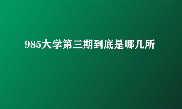 985大学第三期到底是哪几所