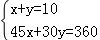 某制衣厂某车间方案用10天加工一批出口童装和成人装一共360件,该车间的加工才能是:每天能单独加工童装45件或者成人装30件.〔1〕该车间应安排几天加工童装,几天加工成人装,才能如期完成任务?〔2〕假设加工童装一件可获利80元,加工成人装一件可获利120元,那么该车间加工完这批服装后,一共可获利多少元?