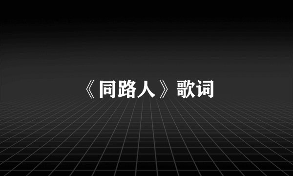 《同路人》歌词