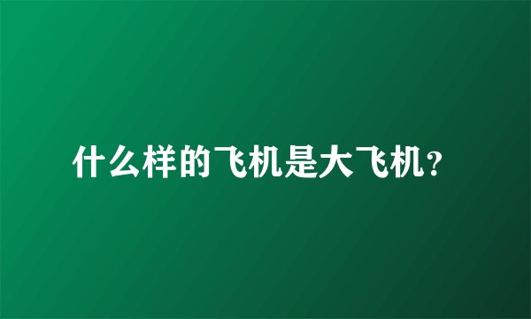 什么样的飞机是大飞机？