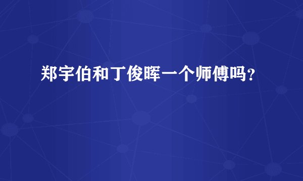 郑宇伯和丁俊晖一个师傅吗？