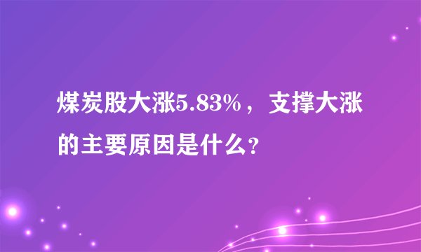 煤炭股大涨5.83%，支撑大涨的主要原因是什么？