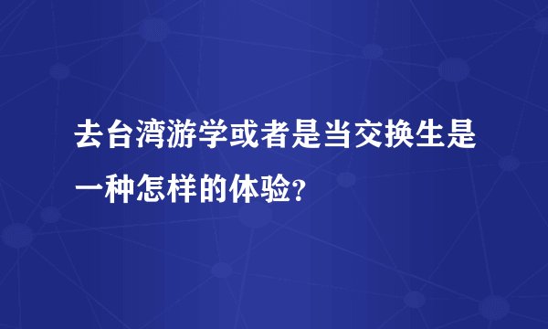 去台湾游学或者是当交换生是一种怎样的体验？