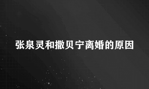 张泉灵和撒贝宁离婚的原因