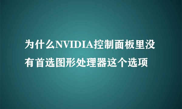 为什么NVIDIA控制面板里没有首选图形处理器这个选项