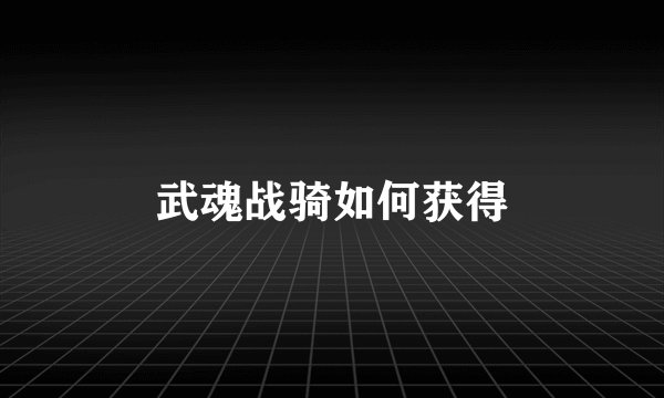 武魂战骑如何获得