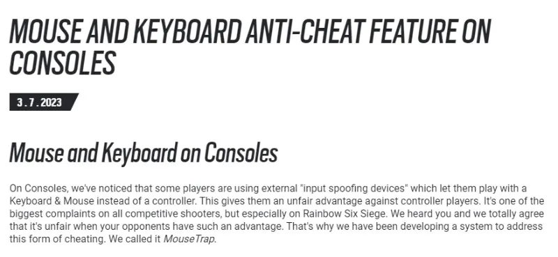 《彩虹六号》即将开始反制键鼠转换器